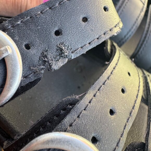 Dr. Martens Blaire Black Leather Slide Sandals Size 7 Triple Strap & Buckles - Picture 9 of 13